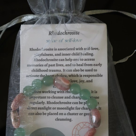 Rhodochrosite and Aventurine Stretch Bracelet - Picture 11 of 11